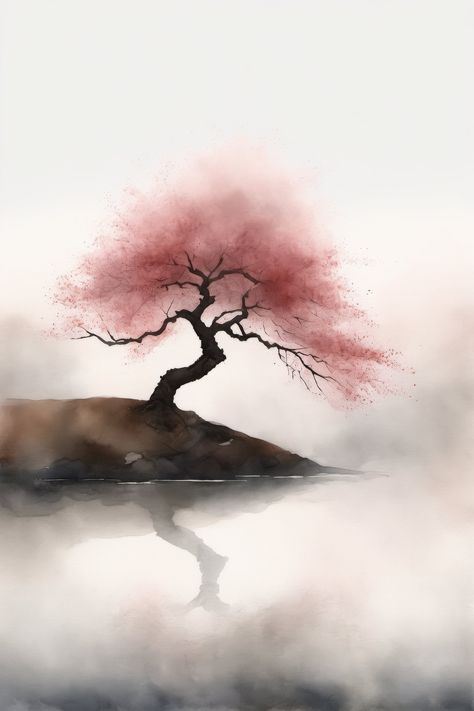 Build your own art collection! Use the code MOREART during checkout for 40% off when you buy 2 or more items! This is one piece in the Japandi Cherry Tree Watercolor Digital Art Series created by Morris Digital Designs. This picture features a Cherry Tree overlooking a lake, brought to life in a watercolor painting. This piece is available as a downloadable wall art print. Your order will be for a digital item only. This picture is saved as a portrait with a 2x3 aspect ratio, 400 dpi, and is pri Japanese Style Watercolor, Tree Of Life Art Painting, Cherry Tree Watercolor, Japanese Art Painting, Watercolor Digital Art, Cherry Blossom Watercolor, Tree Watercolor Painting, Tree Watercolor, Images D'art