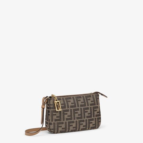 Fendi Logo Design, Brown Image, Fendi Store, Fendi Logo, Fendi Baguette, Luxury Items, Pretty Things, Gold Finish, Calf Leather