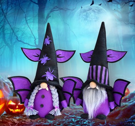 Halloween decor Gnome, Dracula Gnome, Purple Gnome, amazing decoration for Halloween. Halloween Bat Decorations, Halloween Gnomes, Advertising Gifts, Adornos Halloween, Happy July, Halloween Bats, Mua Sắm, Halloween Night, Halloween Party Decor