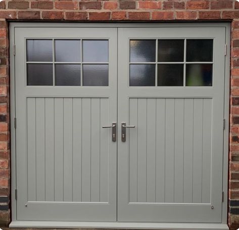 Painted Garage Exterior, 1930s Garage Door, Single Garage Ideas, Brick House Garage Door, Garage Door Colours, Garage Doors Ideas, Garage Bedroom Conversion, Garage Doors Uk, Country Front Door