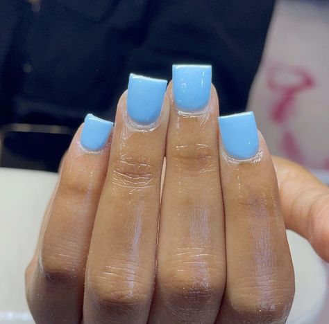 Shirt Acrylic Nails Square Designs, Back To School Nails Acrylic Short Blue, Sky Blue Nails Short Square, Short Blue Square Acrylic Nails, Short Acrylic Nails 11-12, Baddie Short Acrylic Nails Blue, Blue Shorties Nails Square, Square Aura Nails Short, Nails Acrylic Blue Short