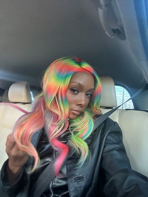 Prism Hair, Pride Hair, Colorful Wigs, Hair Colorful, Rainbow Wig, Hair Coloring, Rainbow Hair, Hair Dye, Wig Hairstyles