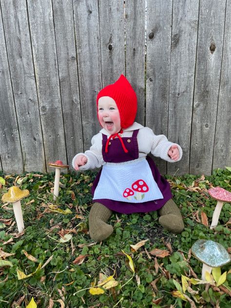 Baby Garden Gnome Costume, Mushroom Baby Costume, Toddler Gnome Costume, Gnome Baby Costume, Girl Gnome Costume, Baby Mushroom Costume, Renfaire Inspiration, Baby Fairy Costume, Garden Gnome Costume