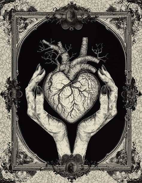 Requiem For A Beating Heart 🖤  #gothart #goth #art #mycreation #kunst #fantasy Heart And Skull Drawing, Trippy Goth Art, Goth Abstract Art, Goth Art Prints, Vintage Gothic Art, Romantic Goth Art, Goth Vintage Aesthetic, Goth Art Drawing, Gothic Sketches