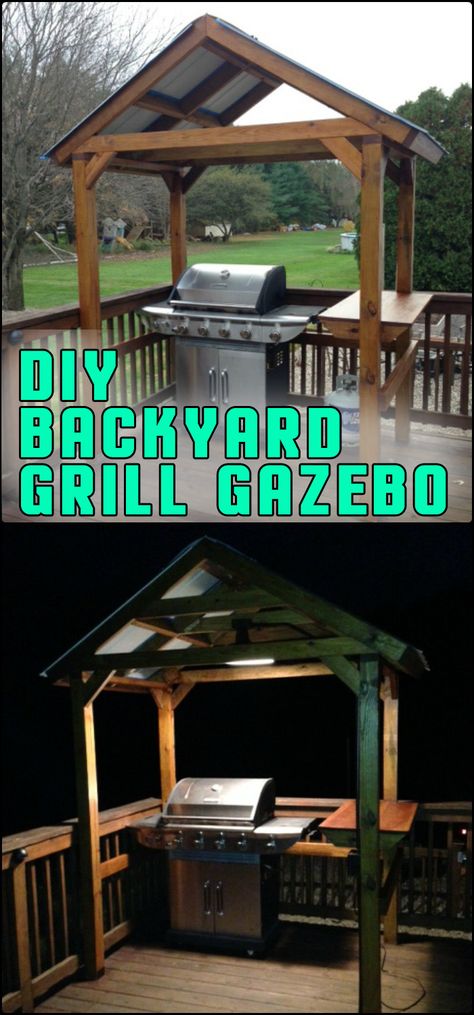 Does your backyard need a grill gazebo? Be inspired to build it yourself by heading over to our site! Backyard Grill Station, Backyard Bar Shed, Grill Canopy, Bbq Shed, Bbq Gazebo, Backyard Grill, Design Grill, Terrasse Design, Patio Grill