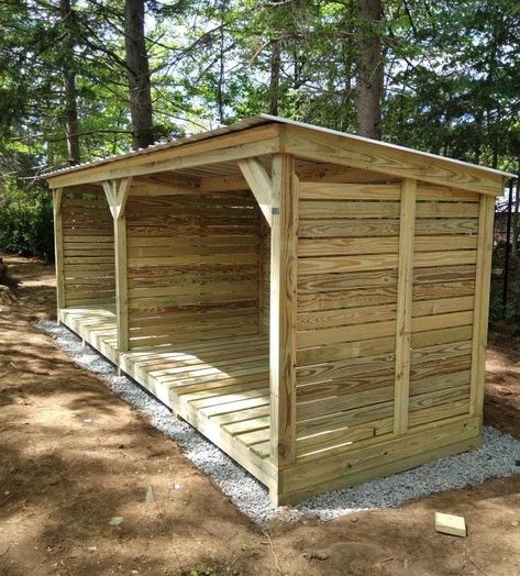 Wood Storage Sheds Diy, Open Shed Ideas, Wood Shed Ideas Firewood, Lawnmower Shed, Woodshed Ideas, Wood Shed Ideas, 10x10 Shed, Building A Wood Shed, Open Shed