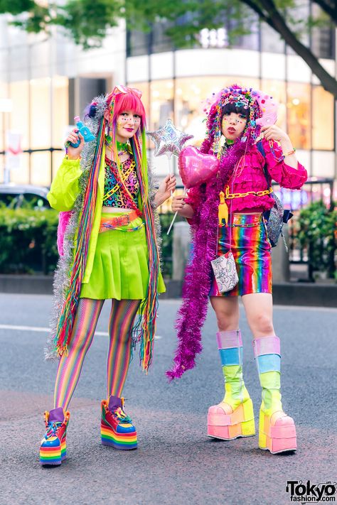 neon green jacket | Tokyo Fashion News Tokyo Fashion, Kawaii, Neon Green Jacket, Decora Hair, Kawaii Street Fashion, Decora Harajuku, Demonia Boots, Rainbow Sneakers, Rainbow Vintage