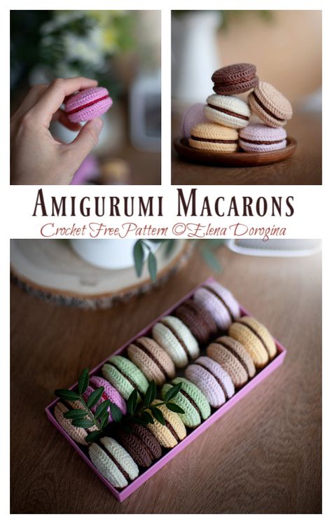 Amigurumi Macarons Crochet Free Pattern - Crochet & Knitting Free Crochet Dessert Patterns, Crochet Macaroons Free Pattern, Small Food Crochet Pattern, Crochet Pastry Free Pattern, Macaroon Crochet Free Pattern, Macaron Crochet Pattern, Crochet Bakery Free Pattern, Crochet Baked Goods, Crochet Macaron Pattern Free