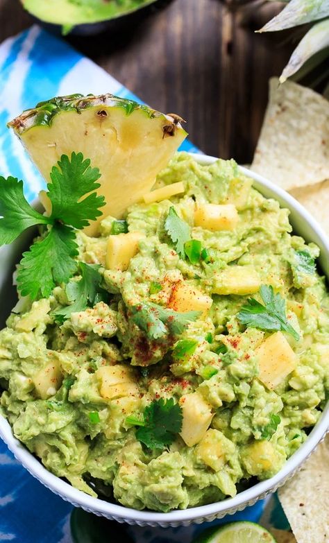 Spicy Pineapple Guacamole Pineapple Guacamole, Spicy Southern Kitchen, Spicy Pineapple, Southern Kitchen, Fresh Pineapple, Party Food And Drinks, Guacamole Recipe, Salad Dressing Recipes, Appetizer Dips