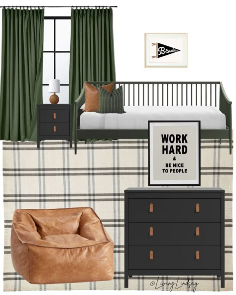 Dark Wall Room Bedrooms, Modern Chic Guest Bedroom, Boy Daybed Room Ideas, Boy Day Bed, Homeschool Guest Room Combo, Boys Room Black Bed, Farmhouse Daybed Ideas, Boys Room Daybed, Sophisticated Boys Room