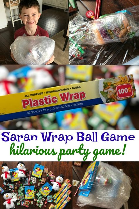 SO MUCH FUN!  Great party game with kids!!  How to Play the Plastic Saran Wrap Ball Game https://www.mamacheaps.com/2018/12/how-to-play-the-plastic-saran-wrap-ball-game.html Saran Wrap Ball Game Birthday, Plastic Wrap Ball Game For Kids, Items For Saran Wrap Ball Game, Sarah Wrap Ball Game Gift Ideas, Games To Play At Parties, Plastic Wrap Ball Game, Game Gift Ideas, Bday Games, Wrap Ball Game