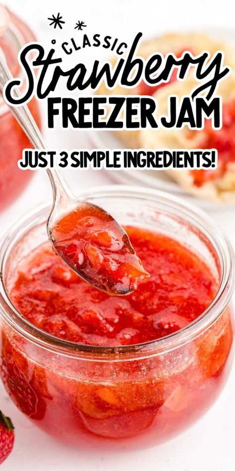 Strawberry Jelly Recipe Freezer Jam, Strawberry Freezer Jam Recipe With Certo, Easy Strawberry Freezer Jam Recipe, Freezer Jelly Strawberry, Homemade Freezer Jam, Freezer Jam Strawberry Low Sugar, Easy Freezer Jam Strawberries, How To Make Freezer Jam, Easy Strawberry Preserves