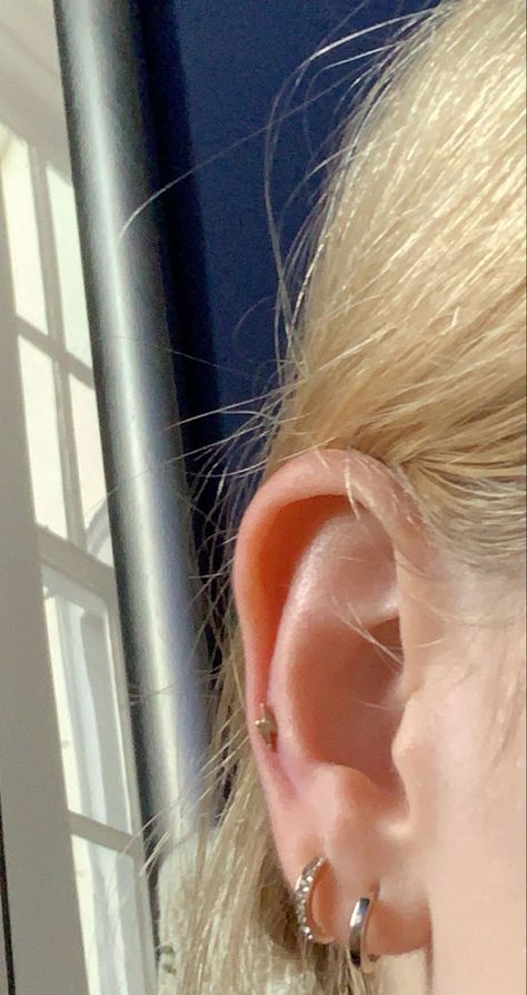 2 Ear Piercings, Double Lobe Piercing, Auricle Piercing, Minimalist Ear Piercings, Earring Stacks, Snug Piercing, Ear Piercing Studs, Earring Inspo, Belly Button Piercing Jewelry