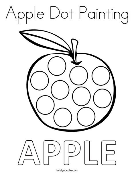 Apple Dot Painting Coloring Page - Twisty Noodle Apple Dot Painting, Paint Coloring Pages, Painting Worksheet, Apple Coloring Page, Preschool Apple Theme, September Crafts, Preschool Crafts Fall, Holiday Worksheets, Apple Preschool