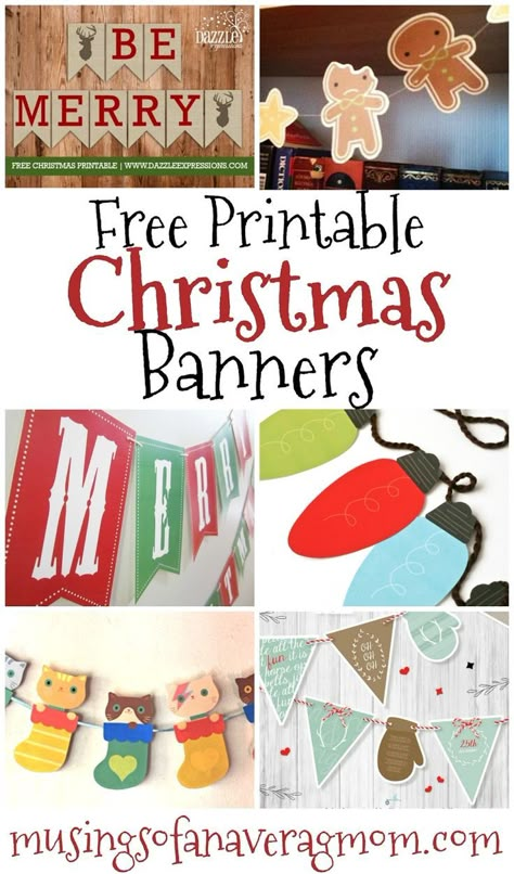 free printable christmas banners Christmas Paper Garland, Merry Christmas Banner Printable, Christmas Banner Printable, Christmas Banner Diy, Christmas Library, Diy Christmas Paper, Printable Christmas Decorations, Merry Christmas Font, Christmas Fonts Free