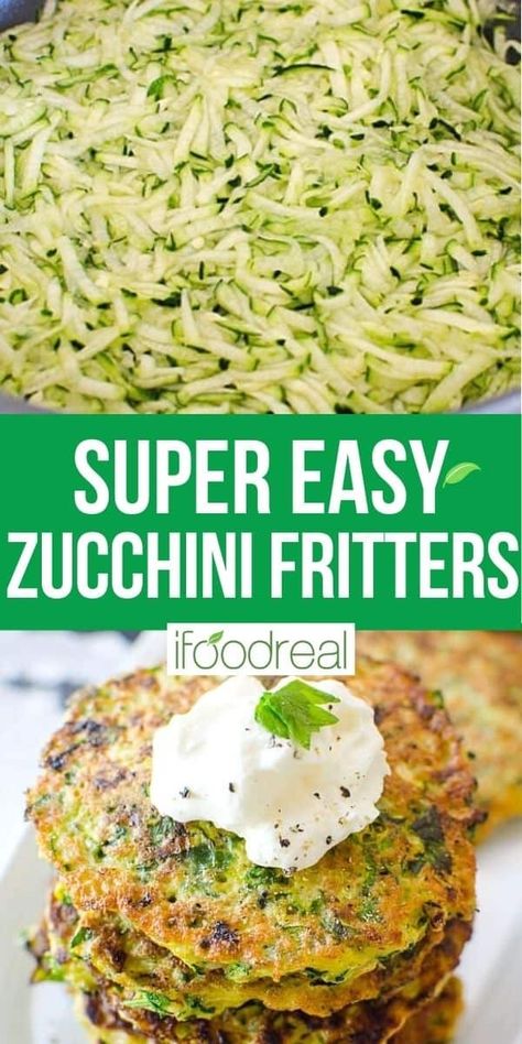 These Zucchini Fritters can be pan-fried or baked to perfection, with a crispy outside, tender middle, and only 5 simple ingredients! Even better, these zucchini patties can be prepared gluten-free and dairy-free and are perfect for summer zucchini surplus and will disappear at the table whether served as an appetizer, side, or snack! Zucchini Patties Recipes, Zucchini Ideas, Moms Food, Baked Zucchini Fritters, Meatless Dinners, Zucchini Patties, Zucchini Fritters Recipe, Zucchini Side Dishes, Best Zucchini