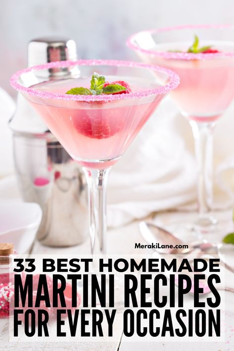 Sweet Martini Recipes, Summer Martini Recipes, Dry Martini Recipe, Elderflower Liquor, Best Martini Recipes, Summer Martinis, Dirty Martini Recipe, Martini Recipes Vodka, Martini Party