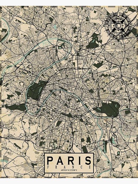 Paris Map Illustration, Paris Map Art, Paris Map Poster, Paris Map Print, Vintage Paris Map, City Maps Illustration, Paris City Map, Paris Collage, Vision Goals