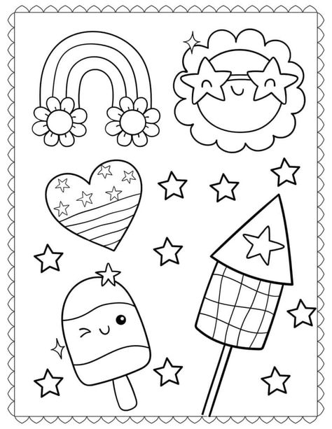 These free printable 4th of July coloring pages would work great for a kids activity for a fourth of July party! There are easy coloring sheets that would be perfect for toddlers or preschool. Some of them say “happy 4th of July”. Some of them feature a flag, cute foods, fireworks, or patriotic USA themes. Ideas for kids, teacher resources, homeschool, classroom 4th Of July Coloring Pages For Kids, 4th Of July Lesson Plans For Preschool, 4th Of July Activities For Preschool, 4th Of July Activities For Kids, 4th Of July Preschool Activities, 4th Of July Preschool, Daycare Job, Patriotic Crafts For Kids, Fourth Of July Coloring Pages