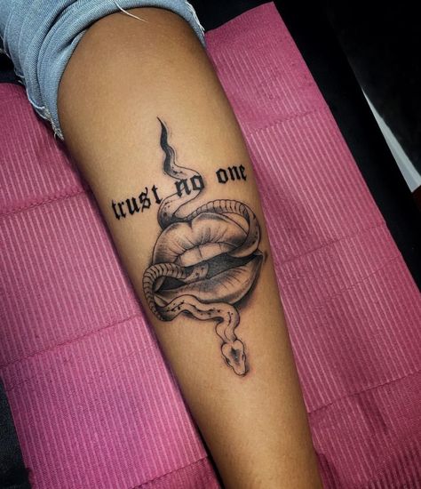 Second Chance At Life Tattoo, Trust No One Snake Tattoo, Trust None Tattoos For Women, Trust No One Tattoo, Arm Tattoos Drawing, Tattoos Drawing, Couples Tattoo, Skull Art Tattoo, One Tattoo