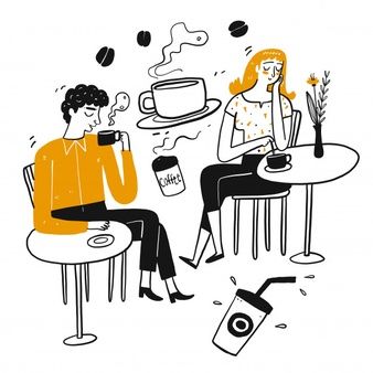 Croquis, Illustration Styles, Coffee Illustrations, Mural Cafe, Person Silhouette, Coffee Doodle, Doodle People, Coffee Infographic, Doodle Characters