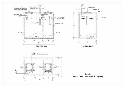 Concrete Septic Tank Design, Septic Tank Size, Concrete Septic Tank, Diy Composting Toilet, Septic Tank Design, Septic Tank Systems, Construction Drawing, Creative Photography Poses, Drawing Water