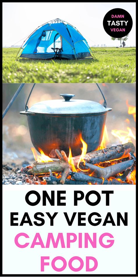 One pot, easy vegan camping food idea. No fuss easy vegan meal prep for camping. Only one pot or pan will do. Minimal ingredients, pantry staples, easy to make and quick. #vegan #campingfood #vegancampingfood #onepan Dairy Free Camping Food, Vegan Campfire Meals, Plant Based Camping Meals, Vegan Campfire Food, Easy Vegan Camping Meals, Vegan Camping Food Make Ahead, Vegan Hiking Food, Vegan Camping Recipes, Camping Food Vegan