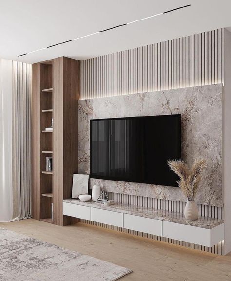 Ruang Tv Modern, Tv On The Wall, Design Ložnic, Modern Tv Room, French Modern, Modern Tv Units, Latest Living Room Designs, Home Hall Design, Tv Panel