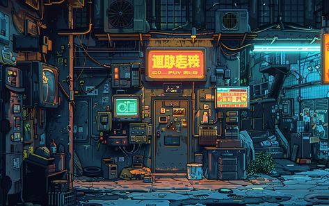 Cyberpunk Neighborhood, Cyberpunk Underground, Underground Cyberpunk City, Futuristic Slums Cyberpunk City, Cyberpunk Location Art, Rainy Cyberpunk City, Underground City, Underground Cities, Cyberpunk City