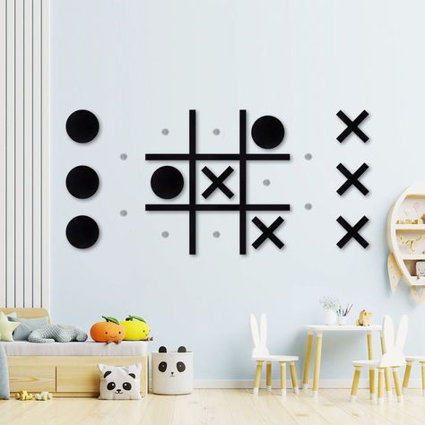 PRICES MAY VARY. 【PERFECT DECORATIONS】:The unique design of the magnetic Tic Tac Toe game kids room wall decor hanging game incorporates modern design and adds something different and new to your space. This is not only the modern room decor, but also the existence of witnessing your happy time, suitable for family, group use, bringing you unlimited happiness! 【SAFE PVC MATERIAL】: Complete set of tic tac toe game including absolutely safe pvc, 5 o's and 5 x's, 19 magnets and double-sided adhesiv Modern Wall Decals, Hangout Room, Indoor Party, Wall Game, Modern Room Decor, Youth Room, Kids Room Wall Decor, Kids Wall Decals, Kids Room Wall