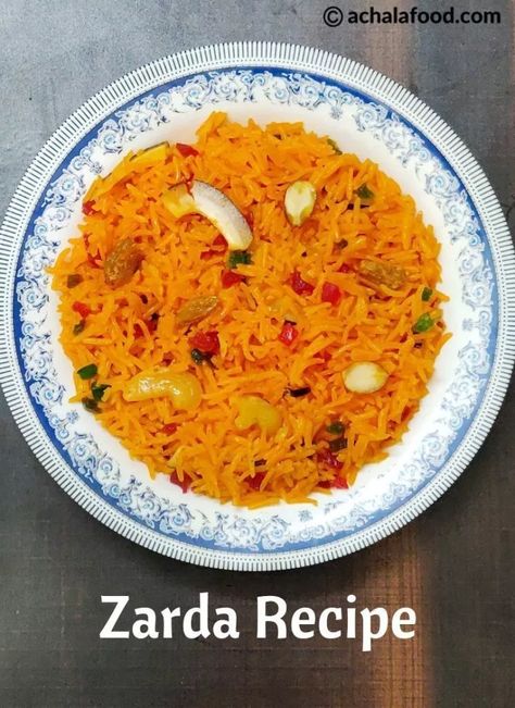 Zarda Recipe | Meethe Chawal Recipe | Zarda Pulao | How To Make Zarda Zarda Recipe, Chawal Recipe, Indian Fast Food, Orange Food Coloring, Vegan Bakery, Dry Coconut, Video Tips, Vegan Curry, Vegan Sandwich