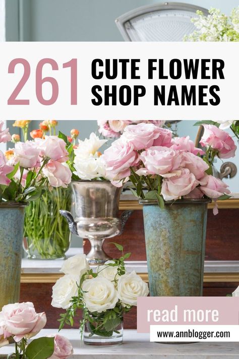 cute flower shop names Gift Shop Names, Cute Flower Shop, Catchy Business Names, Flower Shop Business, Flower Garden Layouts, Florist Brand, Florist Studio, Floral Design Business, Shop Name Ideas