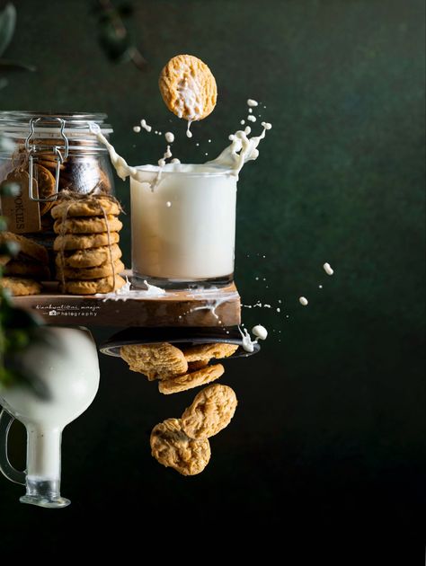 Milk And Cookies Photography, Coffee Splash Photography, Milk Splash Photography, Milk And Cookies Photo Shoot, Milk Product Photography, Milk Photoshoot, Cheesecake Photography, Lifestyle Photography Food, Milk Photo