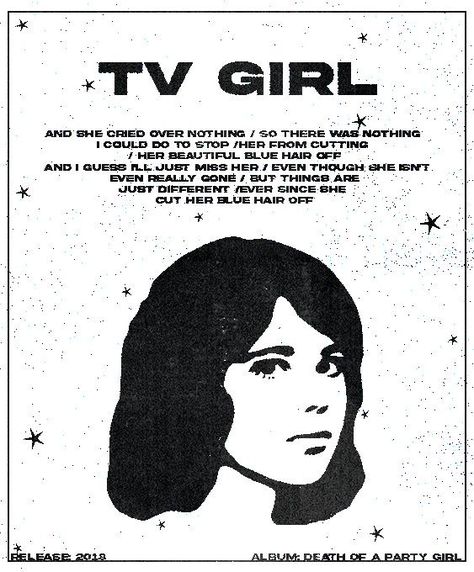 Tv Girl Poster Prints, Poster Prints Tv Girl, Tvgirlband Poster, Blue Hair Tv Girl, Grunge Home Decor, Tv Girl Band, Tv Girl Poster, Girly Posters, Tv Girl Wallpaper