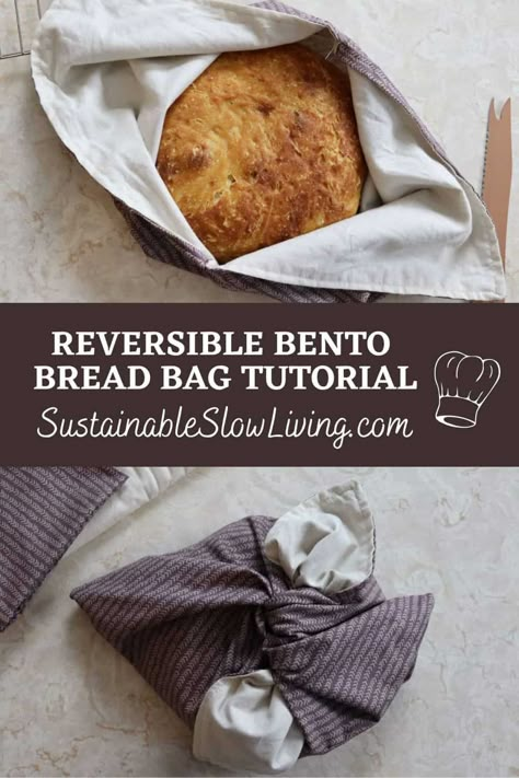 How To Sew A Bread Bag, Waxed Bread Bag Pattern, Sew A Bag Easy, Sewing Bread Bags, Sew Bread Bag, Bento Bag Tutorial, Bento Bread Bag, Sourdough Bread Bag Pattern, Bread Bag Sewing Pattern