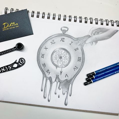 Melting Clock Drawing, Clock Melting, Drawing Mandalas, Afro Futurism, Clock Drawings, Metal Drawing, Latest Tattoo Design, Melting Clock, Tears Art