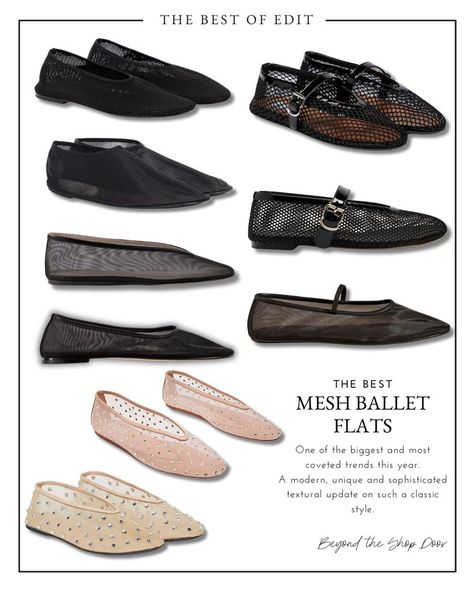 11 Photos of the Best Mesh Ballet Flats Mesh Outfit, Ballet Flats Outfit, Shop Door, Shoe Trend, Pointy Shoes, Dear Frances, Mesh Flats, Flats Outfit, Ageless Style