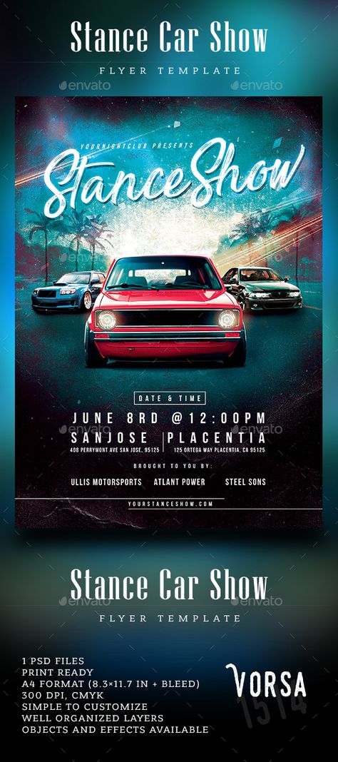 Stance Car Show Flyer Car Event Poster, Car Flyer Design, Car Show Flyer, Jeep Poster, Flyer Car, Show Flyer, Cars Poster, Poster Graphic Design, Design Cars