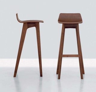 Bar-Stool-Modern-by-Formstelle  Danish Mid Century Walnut Bar Stool Mid Century Bar Stools, Bar Stool Seats, Kursi Bar, Designer Bar Stools, Mid Century Bar, Wooden Bar Stools, High Stool, Wood Bar Stools, Stool Design