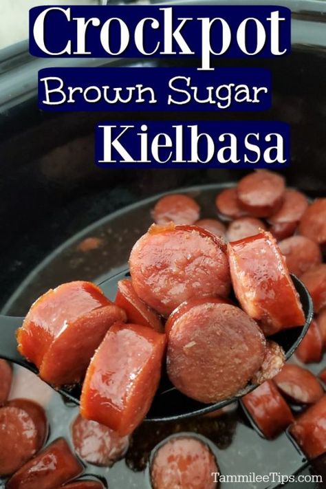 Crockpot Keilbasa Recipes, Brown Sugar Kielbasa, Kielbasa Crockpot, Kielbasa Appetizer, Kielbasa Bites, Slow Cooker Kielbasa, Sausage Appetizers, Sausage Crockpot, Crockpot Appetizers