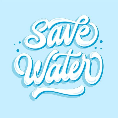 World water day lettering | Free Vector #Freepik #freevector #celebration Water Font Design, Water Typography Design, Water Lettering, Ocean Typography, Biology Project, Vintage Handwriting, Cute Fonts Alphabet, Environment Conservation, Leaflet Template