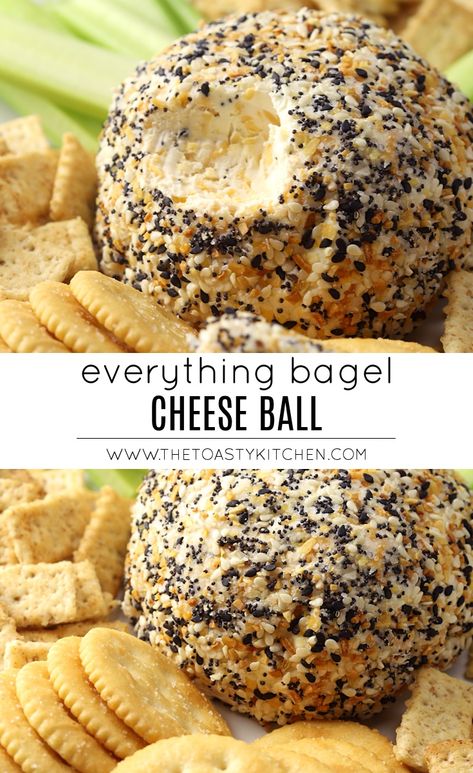 Essen, Everything Bagel Cheese Ball, Cheese Ball Recipes Easy, Bagel Chips, Everything Bagel Seasoning, Bagel Seasoning, Cheese Ball Recipes, Cold Appetizers, Finger Food Appetizers