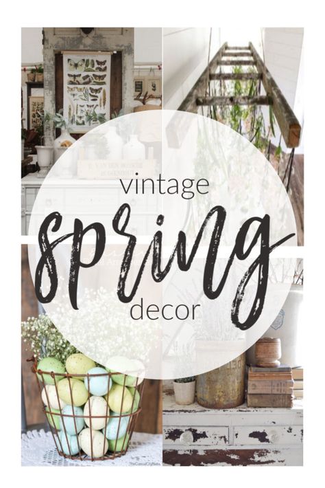 Vintage Spring Aesthetic, Vintage Spring Wedding, Vintage Spring Decor, Spring Mantle, Farmhouse Easter Decor, Spring Decor Diy, Vintage Ideas, Vintage Elements, Easter Decorations Vintage