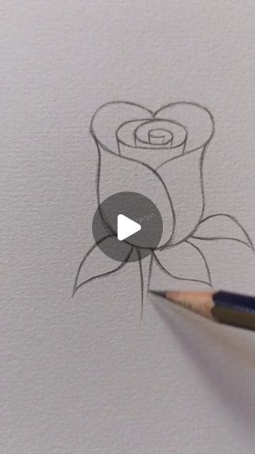 Easy Artistic Drawings, Cute Drawings Of Love Easy Simple, Easy Drawing Rose, Rose Drawing Simple Sketch, Pencil Crayon Art Drawings, Simple Drawings Love, How To Draw Easy Flowers, How To Draw A Rose Easy, Flower Art Drawing Sketches