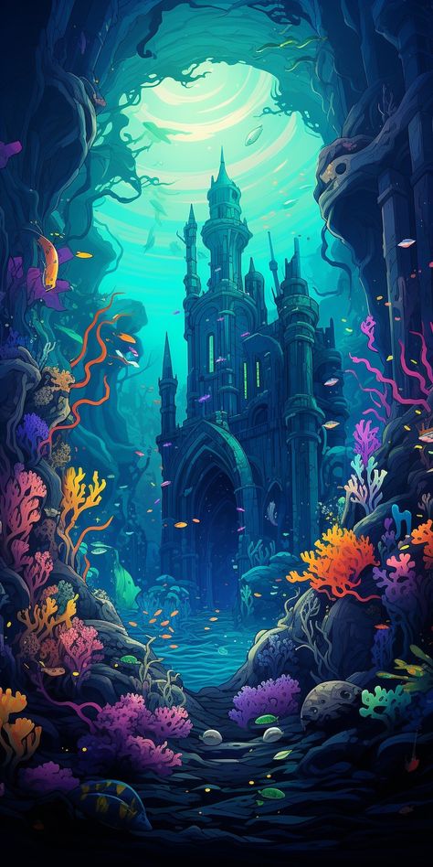 Kingdoms of Olde rest at the bottom of the ocean. Underwater House, The Bottom Of The Ocean, Media Branding, Bottom Of The Ocean, Beautiful Art Pictures, Stitch Ideas, Sea Theme, Ocean Theme, Ocean Themes