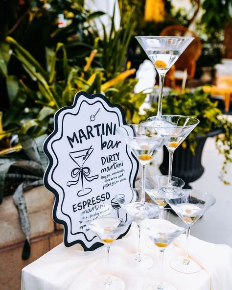 Danielle Rae Snow | Make mine a martini 🍸  Custom cocktail signage for @the_alate_workshop earlier this week ✨ Photographer:… | Instagram Martini Bar Wedding, Martini Bar Party, Dirty Martini Party, Wedding Inspo Simple, Cocktail Signage, Vintage Wedding Dress Short, Wedding Dress Drop Waist, Simple Wedding Dress Long Sleeve, Beach Wedding Black