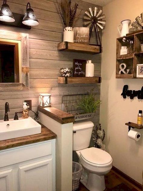 Country Bathroom Decoration #countrybathroom #countrydecor #bathroom #farmhouse #decorhomeideas Makeover Kamar Mandi, Farmhouse Bathroom Remodel, Rustic Farmhouse Bathroom, Farmhouse Bathroom Design, Decor Western, Decor Baie, Modern Farmhouse Bathroom, Farmhouse Bathroom Decor, Bad Design