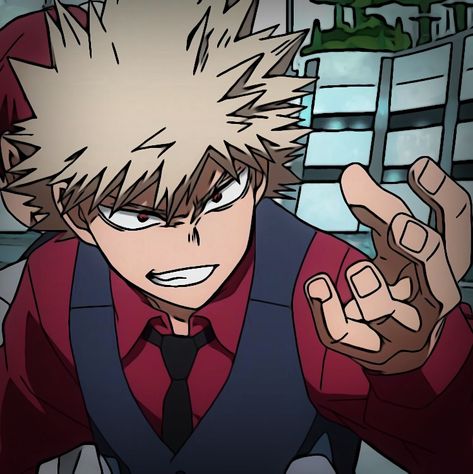 Bakugo Katsuki, Katsuki Bakugo, Anime Character, Red, Hair, Anime, Blue, White, Black