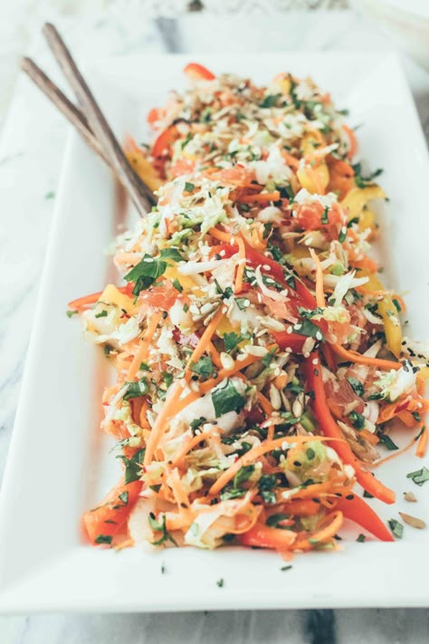 Thai Side Dishes, Thai Slaw, Thai Zucchini, Citrus Slaw, Coconut Noodles, Thai Cucumber, Healthy Thai Recipes, Vegetarian Thai Recipes, Thai Cucumber Salad