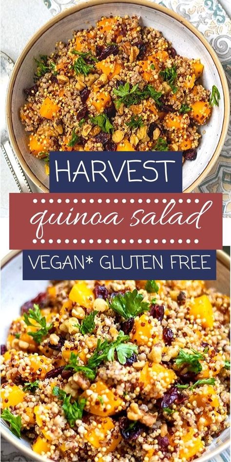 Harvest Quinoa Salad, Fall Quinoa Salad, Fall Quinoa, Butternut Squash Quinoa Salad, Quinoa Side Dish, Butternut Squash Vegan, Butternut Squash Quinoa, Pumpkin Quinoa, Plant Based Recipe